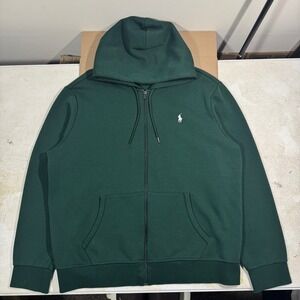 Polo Ralph Lauren Double Knit Full-Zip Hoodie Green Men's Size XL Pony Logo